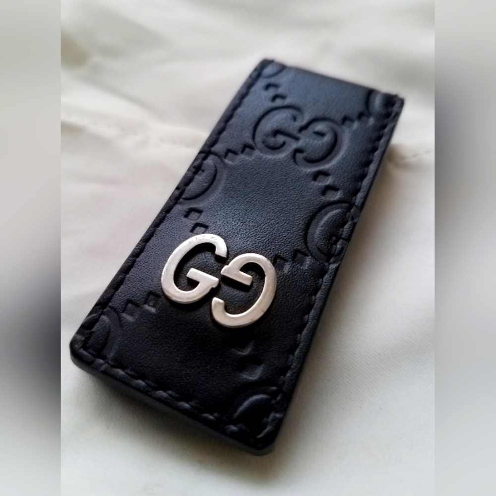 Black Gucci GG Logo Leather Money Clip